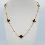 Cadena Espiga Trebol 6.95gr / 51.2cm / 1.2mm Electroestatico Negro Oro Amarillo 18K &