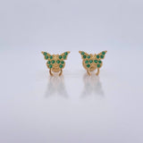Topos Mariposa 0.85gr / Circones Verdes Oro Amarillo 18K $