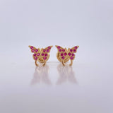 Topos Mariposa 0.85gr / Circones Fucsias Oro Amarillo 18K $