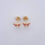 Topos Mariposa 0.85gr / Circones Fucsias Oro Amarillo 18K $