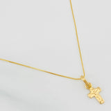 Set Cadena Veneciana + Dije Cruz Cristo / 1.5g / 50cm Oro Amarillo 18K