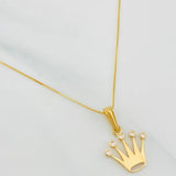 Set Cadena Veneciana + Dije Corona / 2.2g / 50cm Oro Amarillo 18K