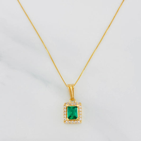 Set Cadena Veneciana + Dije Halo Cuadrado / 2.5g / 50cm Oro Amarillo 18K