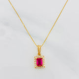 Set Cadena Veneciana + Dije Halo Cuadrado / 2.45g / 50cm Oro Amarillo 18K