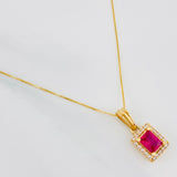 Set Cadena Veneciana + Dije Halo Cuadrado / 2.45g / 50cm Oro Amarillo 18K