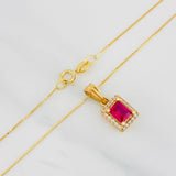 Set Cadena Veneciana + Dije Halo Cuadrado / 2.45g / 50cm Oro Amarillo 18K