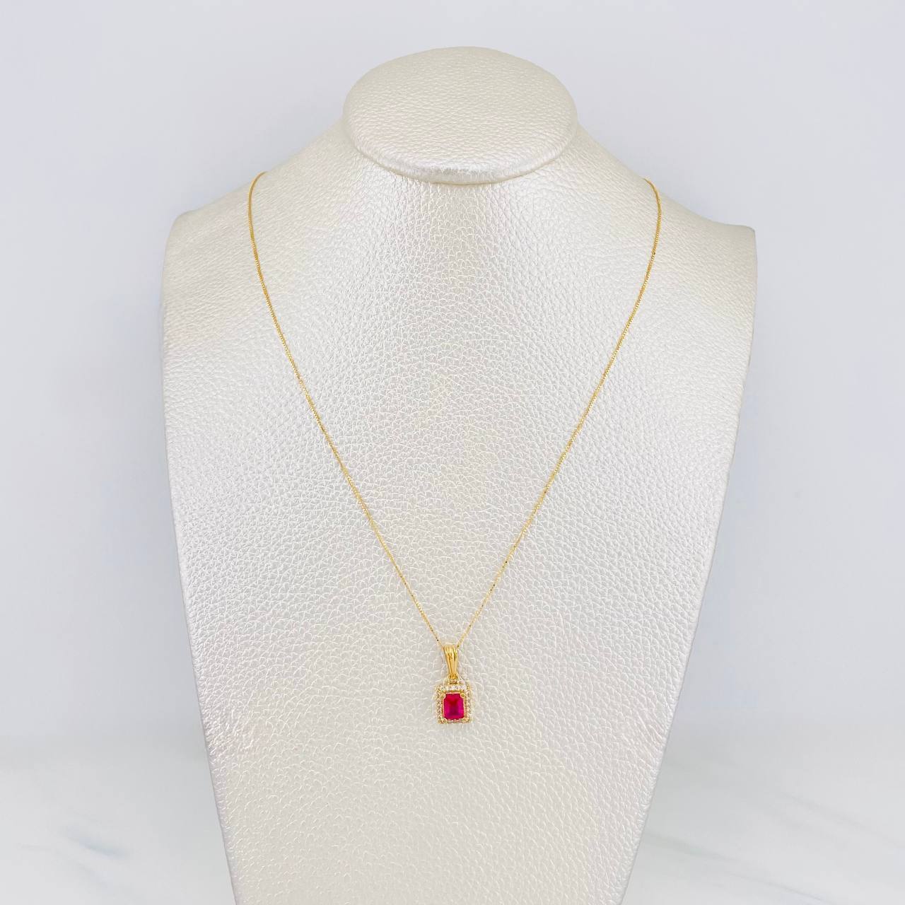 Set Cadena Veneciana + Dije Halo Cuadrado / 2.45g / 50cm Oro Amarillo 18K