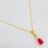 Set Cadena Veneciana + Dije Halo Gota / 2.3g / 50cm Oro Amarillo 18K