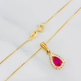 Set Cadena Veneciana + Dije Halo Gota / 2.3g / 50cm Oro Amarillo 18K