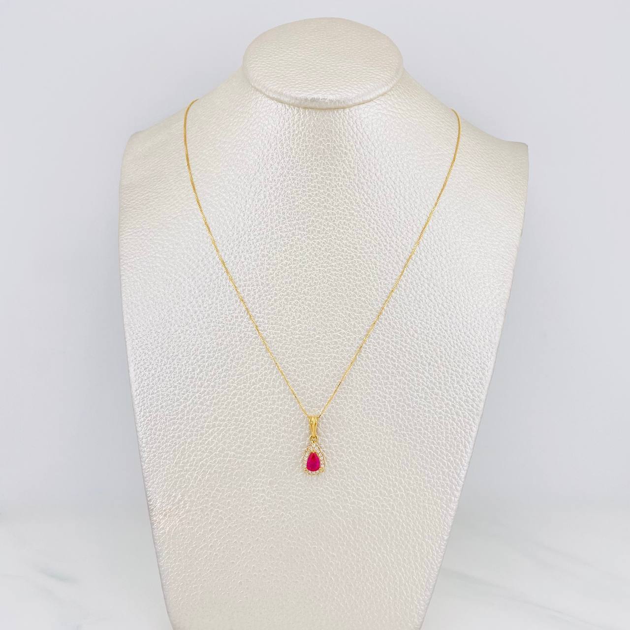 Set Cadena Veneciana + Dije Halo Gota / 2.3g / 50cm Oro Amarillo 18K