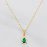 Set Cadena Veneciana + Dije Halo Gota / 2.25g / 50cm Oro Amarillo 18K