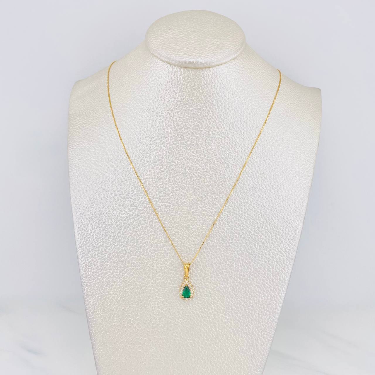 Set Cadena Veneciana + Dije Halo Gota / 2.25g / 50cm Oro Amarillo 18K