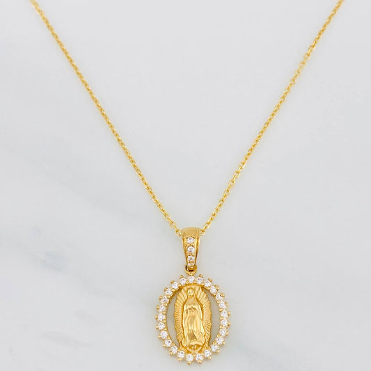 Set Cadena Aro Seguido + Dije Virgen Guadalupe / 2.7g / 45cm Oro Amarillo 18K
