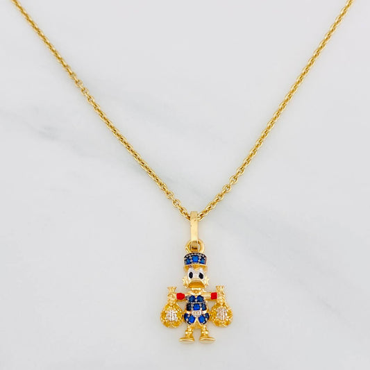 Set Cadena Aro Seguido + Dije Pato Bolsas Dinero / 5.45g / 50cm Oro Amarillo 18K