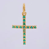 Dije Cruz Esmeraldas 14pts  0.95gr / 2.5cm / Oro Amarillo 18K