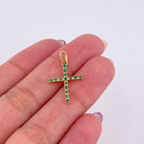 Dije Cruz Esmeralda 11pts 0.85gr / 2.4cm / Oro Amarillo 18K *