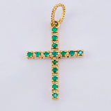Dije Cruz Esmeralda 11pts 0.85gr / 2.4cm / Oro Amarillo 18K *