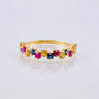 Anillo Zafiros Amarillos Azules Fucsias 91pts 1.9gr / T6 1/2 / Oro Amarillo 18K