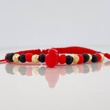 Pulsera Tejida Roja Proteccion Oro Amarillo 18K