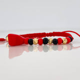 Pulsera Tejida Roja Proteccion Oro Amarillo 18K