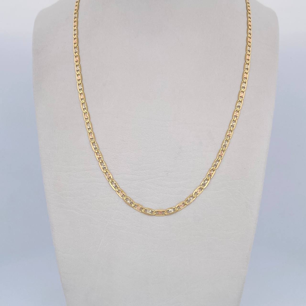 Cadena Escalera Plana 6gr / 60cm / 2.1mm Diamantada Tres Oros +3 18K &