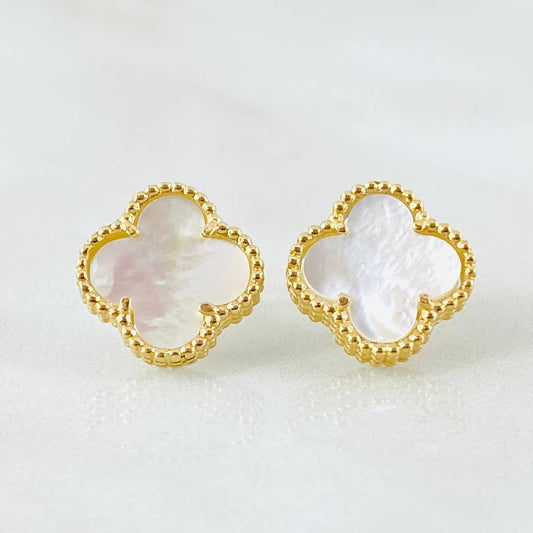 Topos Trebol Blanco 3.15gr / 1.2cm / Oro Amarillo Nac.Esp. 18K