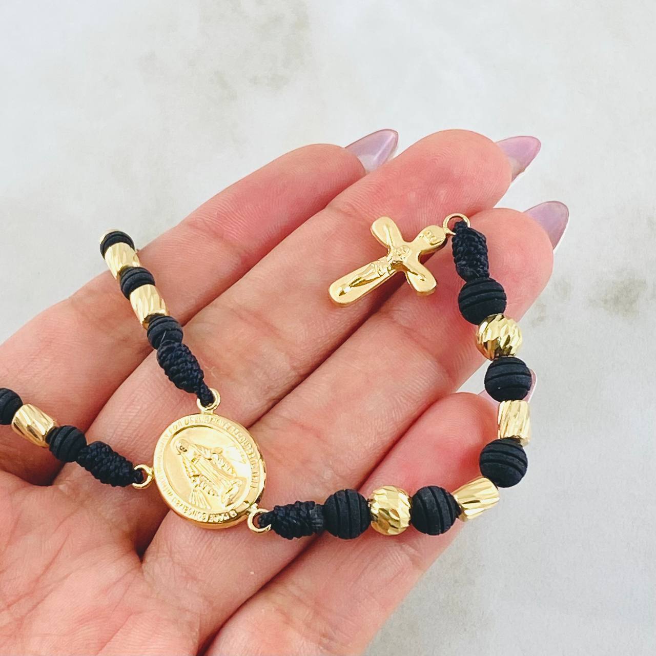 Rosario Tejido Virgen Milagrosa 6gr / 60cm / 4mm-6mm Oro Amarillo 18K