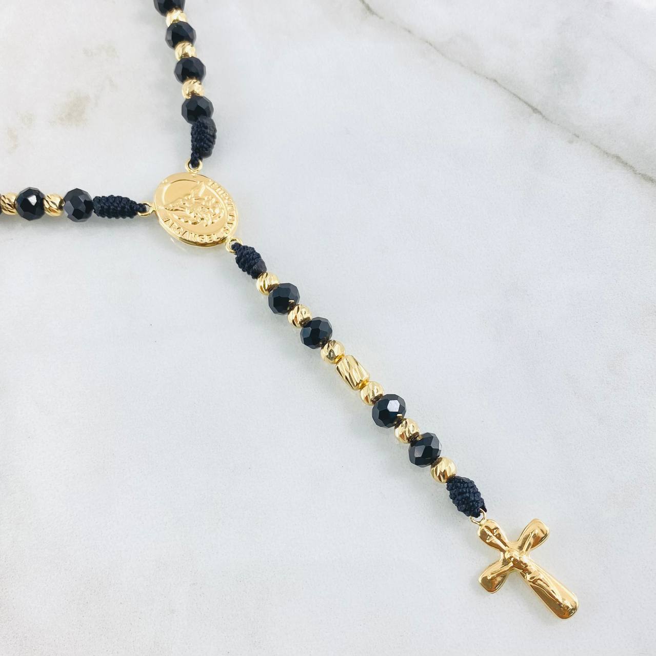 Rosario Tejido San Miguel Arcangel 7.5gr / 60cm / 4mm Oro Amarillo 18K