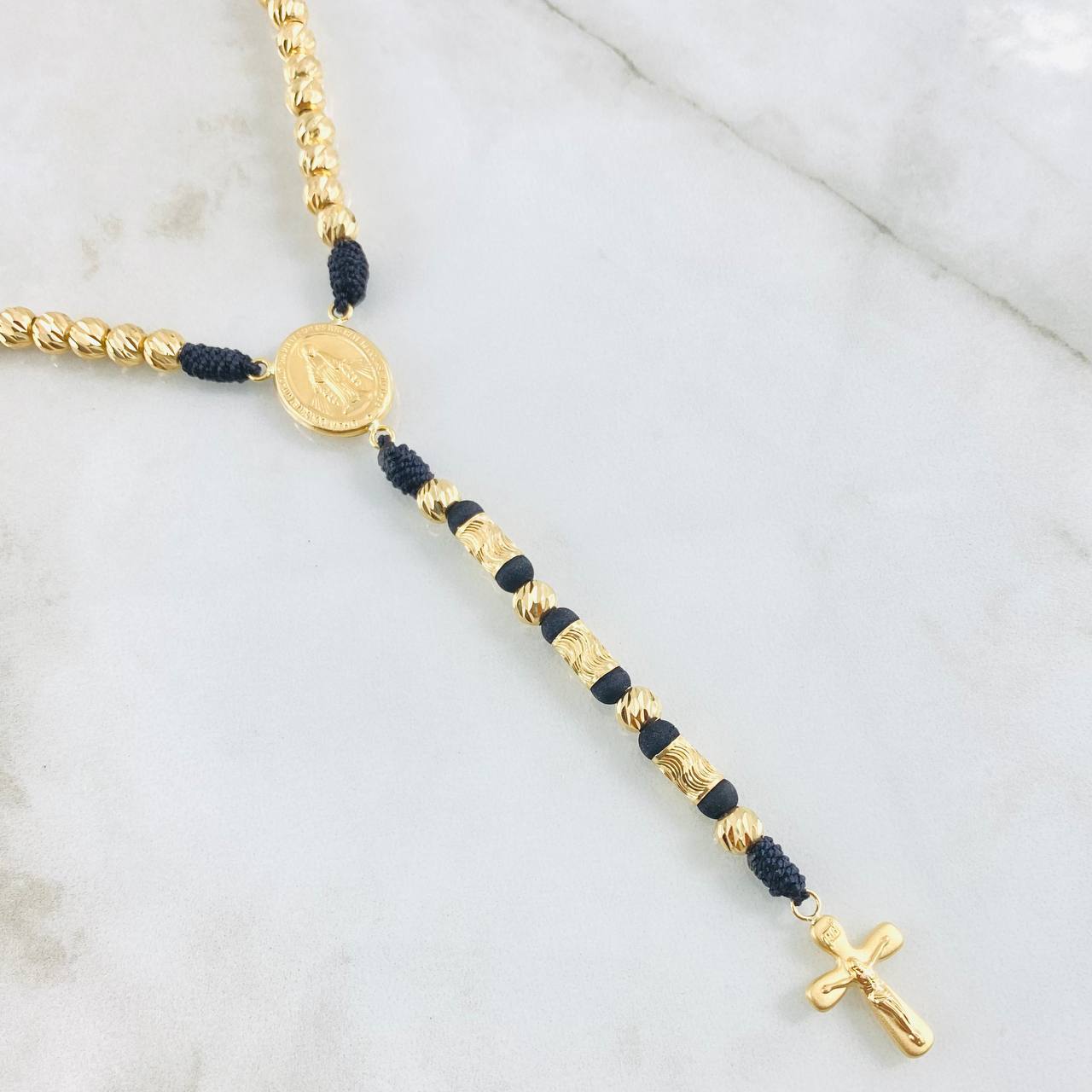 Rosario Tejido Virgen Milagrosa 10gr / 60cm / 5mm Oro Amarillo 18K