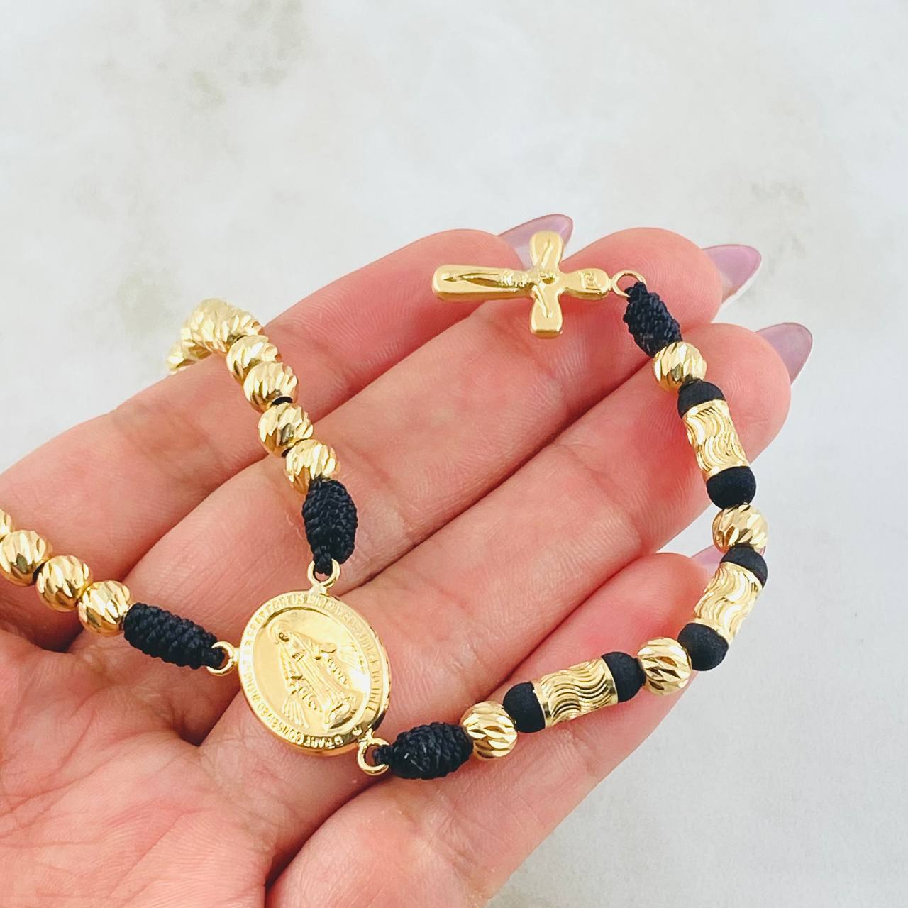 Rosario Tejido Virgen Milagrosa 10gr / 60cm / 5mm Oro Amarillo 18K