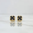 Topos Trebol VCyA 0.9gr / 7mm Onix Negro Punteado Oro Amarillo Nac.Esp. 18K ©
