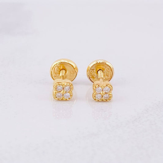 Topos Flor Trebol Esmeraldas 6pts 0.95g / 3.8mm Oro Amarillo 18K