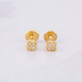 Topos Flor Trebol Esmeraldas 6pts 0.95g / 3.8mm Oro Amarillo 18K