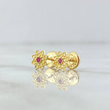 Topos Flor Octagonal 0.7gr / 7mm Circones Fucsias Oro Amarillo 18K ©