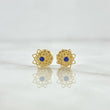 Topos Flor Octagonal 0.7gr / 7mm Circones Azules Oro Amarillo 18K ©