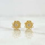 Topos Flor Octagonal Filigrana 0.7gr / 6mm Circon Blanco Oro Amarillo 18K