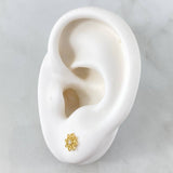 Topos Flor Octagonal Filigrana 0.7gr / 6mm Circon Blanco Oro Amarillo 18K