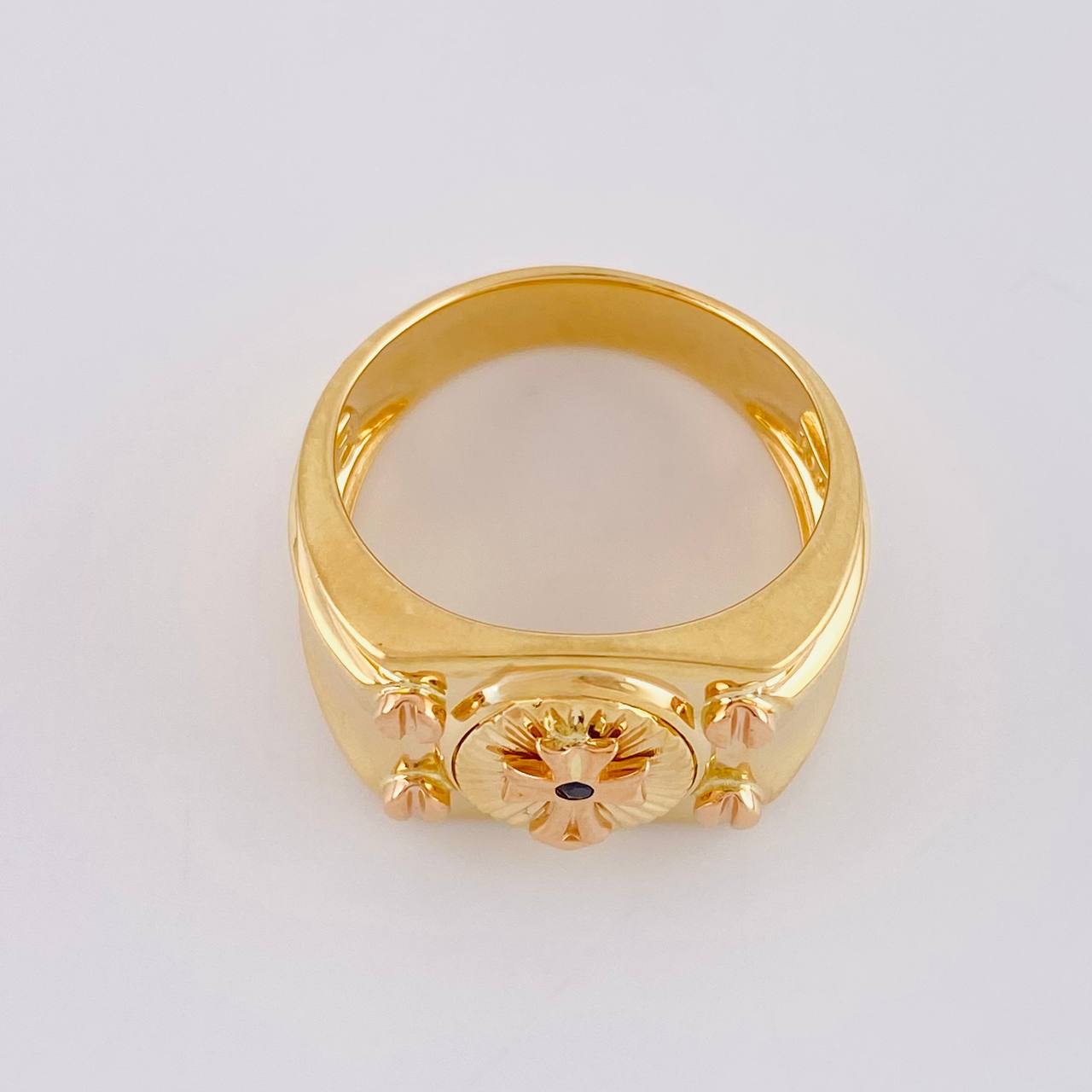 Anillo Cruz de Fe 8.9g / T10 3/4 Dos Oros Amarillo Rosa 18K