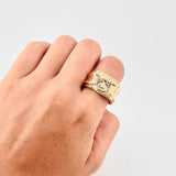 Anillo Cruz de Fe 8.9g / T10 3/4 Dos Oros Amarillo Rosa 18K
