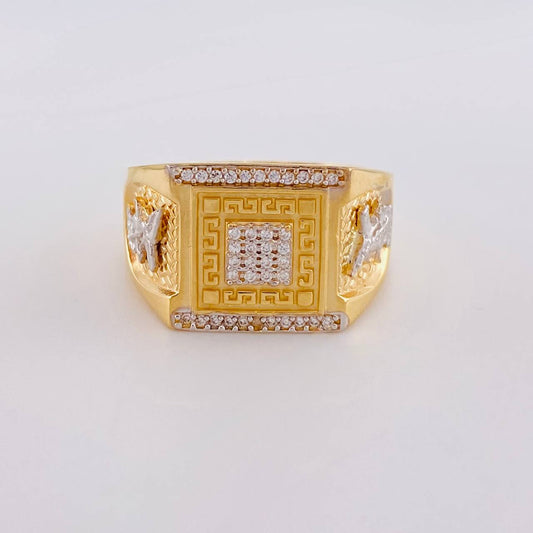 Anillo San Miguel Arcangel 11.75g / T11 1/4 Dos Oros Amarillo Blanco 18K