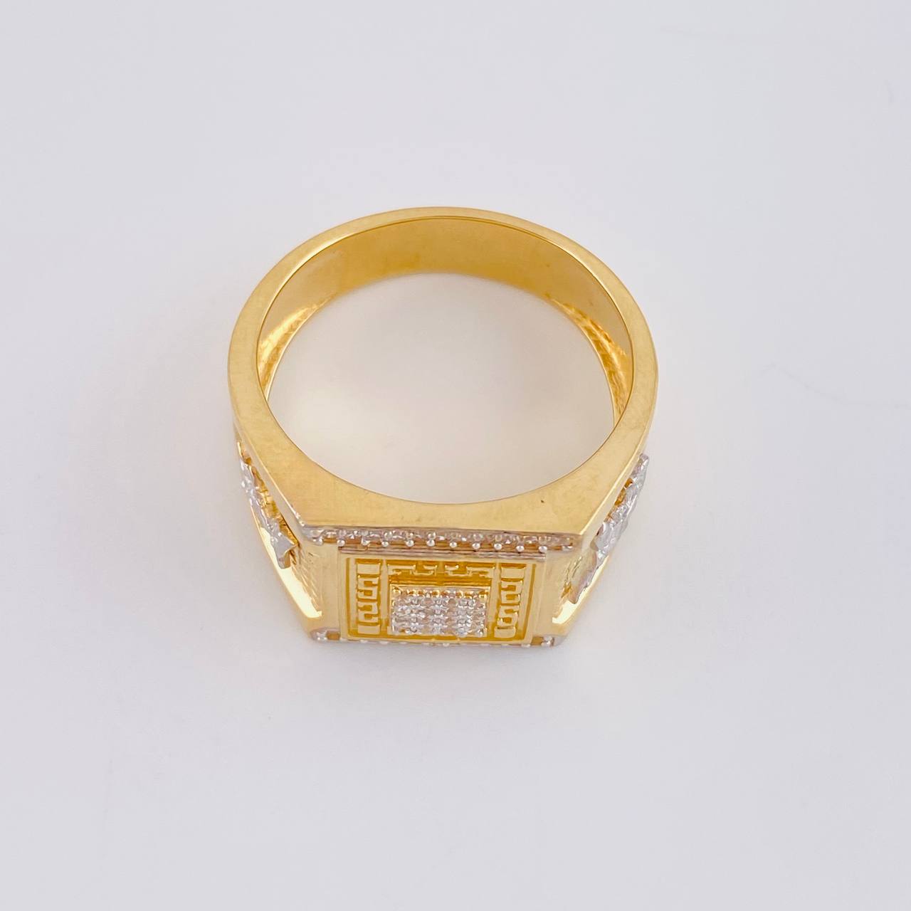 Anillo San Miguel Arcangel 11.75g / T11 1/4 Dos Oros Amarillo Blanco 18K