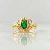 Anillo Cristo 1.45gr / T7 3/4 / Circon Verde Oro Amarillo