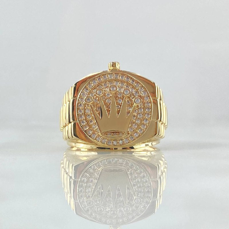 Anillo Correa Corona RX 12.4gr / T9 3/4 / Circones Blancos Oro Amarillo 18K