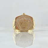 Anillo Correa Corona RX 12.4gr / T9 3/4 / Circones Blancos Oro Amarillo 18K