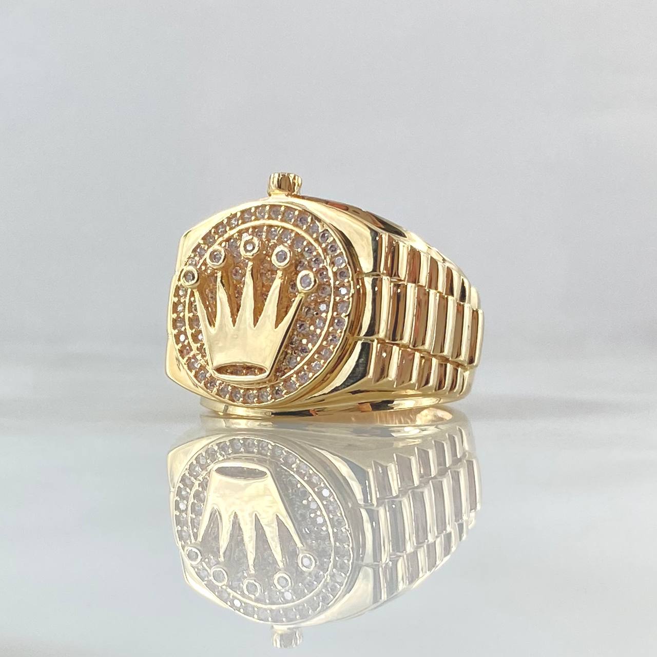 Anillo Correa Corona RX 12.4gr / T9 3/4 / Circones Blancos Oro Amarillo 18K