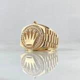 Anillo Correa Corona RX 12.4gr / T9 3/4 / Circones Blancos Oro Amarillo 18K