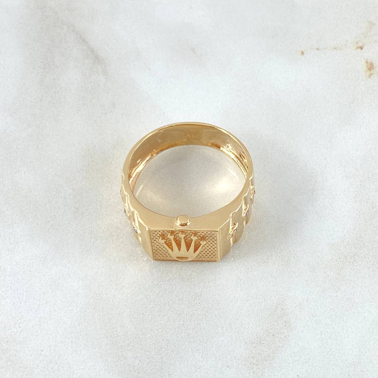 Anillo Correa Corona RX 5.7gr / T11 / Circones Blancos Oro Amarillo 18K