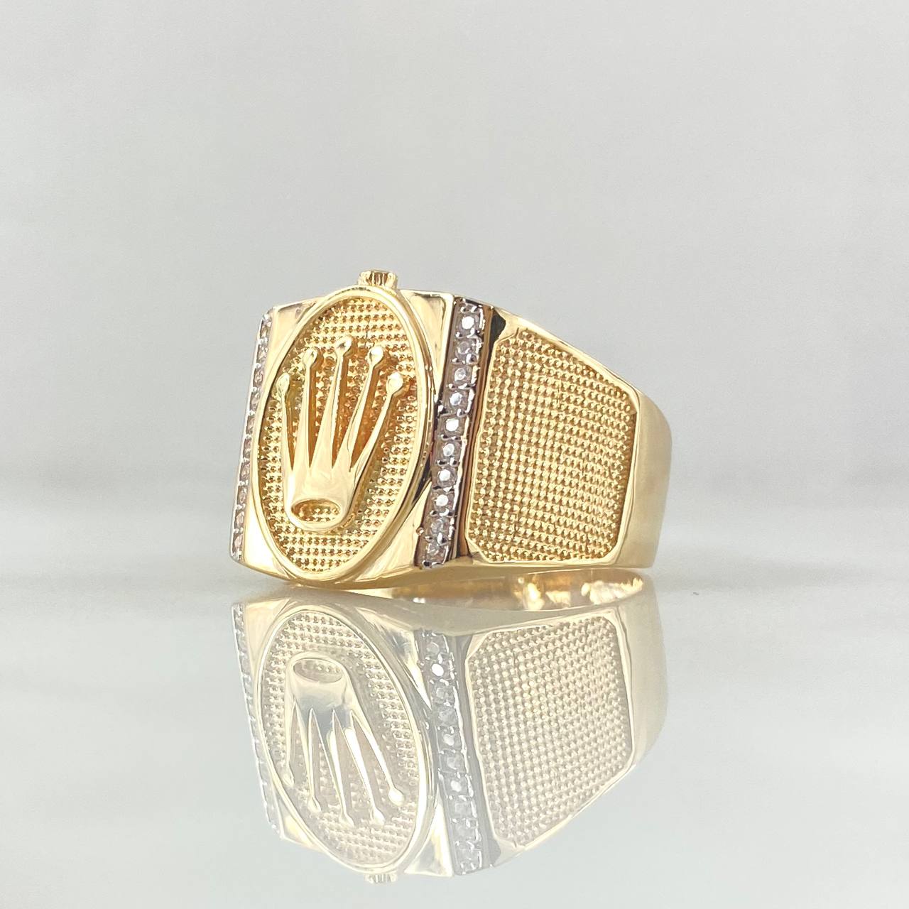 Anillo Corona RX 7gr / T11 3/4 / Circones Blancos Oro Amarillo 18K