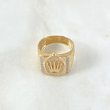 Anillo Corona RX 7gr / T11 3/4 / Circones Blancos Oro Amarillo 18K