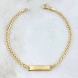 Pulso Bebé Cubano Placa Rectangular 1.7gr / 16cm / Oro Amarillo +1 18K